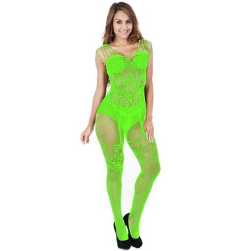 Picture of KILLER Lace and Fishnet Crotchless Basque Bodystocking*Green