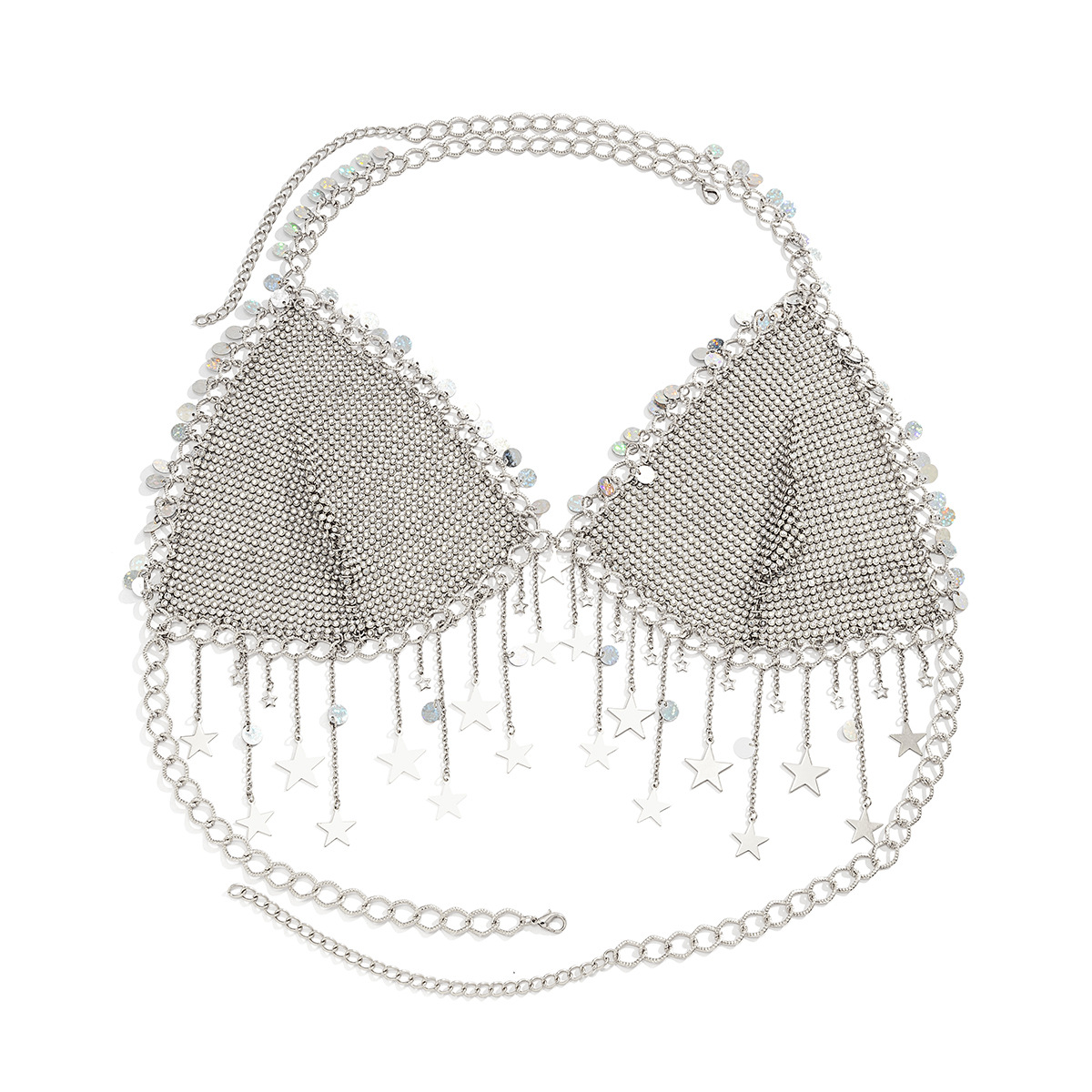 Platinum Shiny Squin Rhinestone Chest Bra Chain | Allureluv