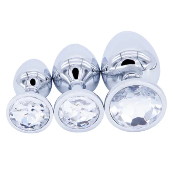 Picture of White Jewelled Aluminium Prostate Massage Butt Plug - Large