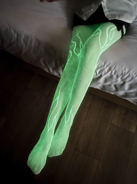 Picture of Glow In The Dark Flame Fishnet Pantyhose