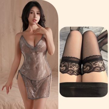 Picture of Bunny See-Through Nightgown Stocking Set